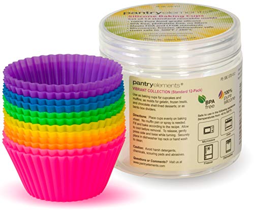  Silicone Cupcake Liners For Baking And Bonus Gift Jar, Pack Of 12 Reusable Muffin Liners Baking Cups Molds For Baking, Bento Lunch Box Accessories, Moldes De Silicona Para Reposteria