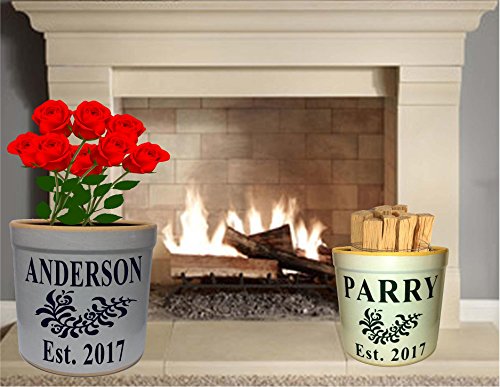  2 Gallon Personalized Stoneware Crock - Wedding Tulip