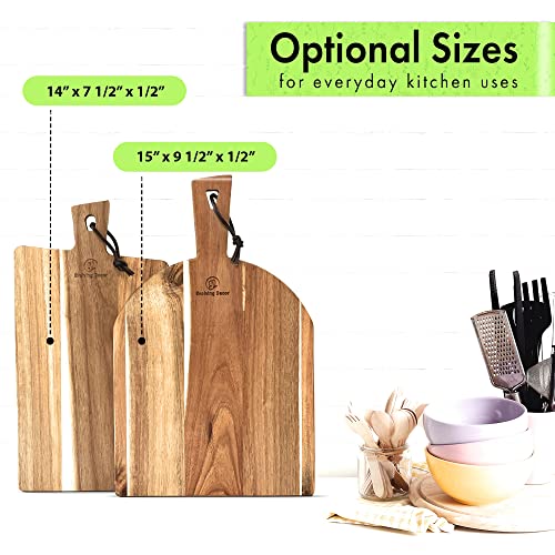  Acacia Wood Cutting Board, Wooden Kitchen Chopping Board For Bread, Cheese, Fruits And Vegetables, Semicircle (15 X 9 1/2 X 1/2) Adds Style To Your Kitchen