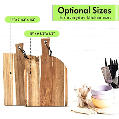  Acacia Wood Cutting Board, Wooden Kitchen Chopping Board For Bread, Cheese, Fruits And Vegetables, Semicircle (15 X 9 1/2 X 1/2) Adds Style To Your Kitchen