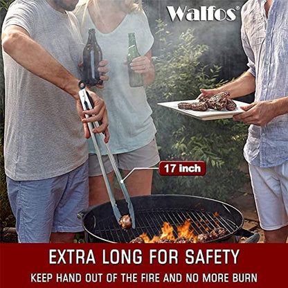  17 Inch Extra Long Grill Tongs, Ultimate Stainless Steel BBQ Tongs For Grilling, Cooking, BBQ/Barbecue, Buffet And Turning Food