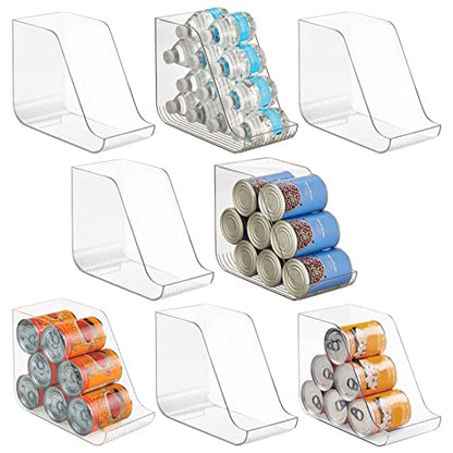  MDesign Plastic Kitchen Storage Organizer Container Bins For Pantry, Fridge, Freezer Organization - Holds Canned Food, Soup Can, Soda Water Bottle - Ligne Collection, 8 Pack - Clear