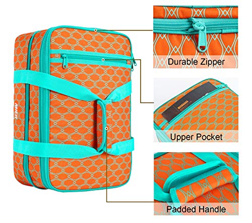  Insulated Double Casserole Carrier Thermal Lunch Tote For Potluck Parties, Picnic, Beach, Fits 9 X 13 Inches Casserole Dish, Expandable By Mid Zipper, Orange