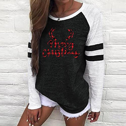  Pullover Sweatshirts For Women Fall Plus Size Sweatshirts Long Sleeve Christmas Print Crew Neck Pullover Top Streetwear
