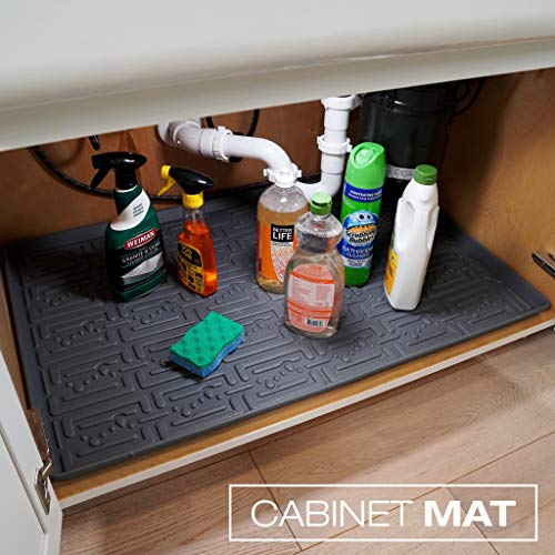  Xtreme Mats - Waterproof Under Sink Mat For Kitchen & Laundry Cabinets, Pick Your Size - 22" Depth Cabinet Shelf Protector, Flexible Under Sink Drip Tray Liner (Gray, 34" 1/4 X 22 1/4)