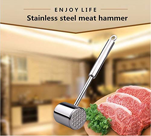  Zeerkeer Meat Tenderizer Hammer Tool Stainless Steel Dual-Sided Meat Mallet For Tenderizing Flattening Steak, Beef, Chicken, Pork And Poultry-Dishwasher Safe