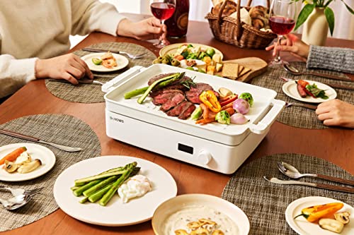  Doran Doran 3 In 1 Electric Skillet, Combo Multi Cooker, Rectangle Hot Pot Fryer Pan Griddle And Grill With Safe Nonstick Coating, Steady Heat, Glass Lid (red)