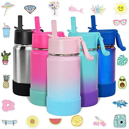  17 Oz Insulated Water Bottle With Straw Lid For Kids And Adult + 20 Funny Waterproof Stickers - Perfect For Personalizing Your Kids Metal Water Bottle