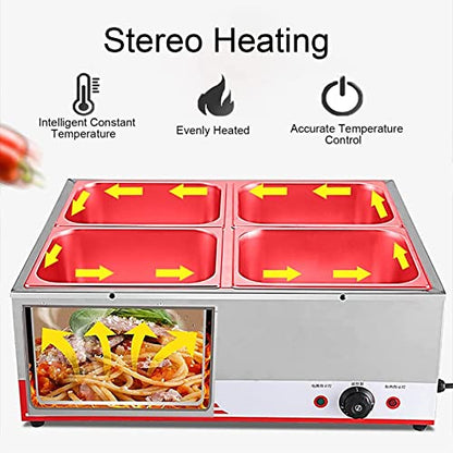  MEHAOC Stainless Steel Buffet For Heating 1500 W, 86-176 30-80 Electric Food With Lid, For Dining And Restaurants