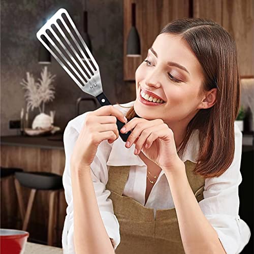  Ish Spatula Stainless Steel, Flexible, Polished Metal, Corrosion Resistant, Kitchen Slotted Turner [Upgraded Version]