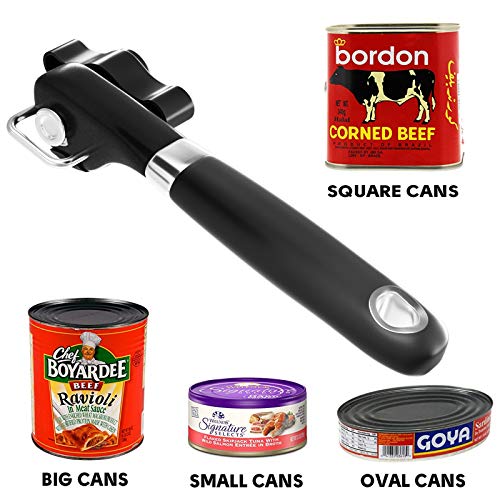  Can Opener Smooth Edge - Safety Can Opener Manual, Handheld Can Opener Features Ergonomics Design For Seniors With Arthritis And Weak Hands, With Bottle Opener Set