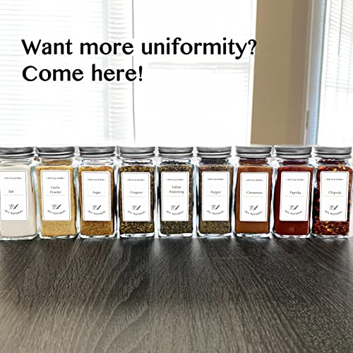  25 Pcs Glass Spice Jars With 400 Spice Labels, 4oz Empty Square Spice Containers With 25 Shaker Lids, Seasoning Containers Bottles For Spice Rack, Cabinet, Drawer