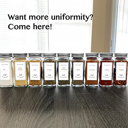  25 Pcs Glass Spice Jars With 400 Spice Labels, 4oz Empty Square Spice Containers With 25 Shaker Lids, Seasoning Containers Bottles For Spice Rack, Cabinet, Drawer