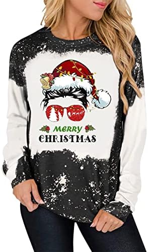  Sweatshirts For Women Loose Fit Cute Loose Tops Christmas Print Long Sleeve Sweatshirts Plus Size Pullover Top Fall