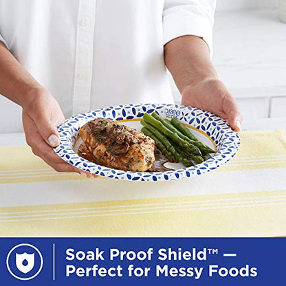  Sposable Paper Plates, 10-1/16 In. Dinner Size, Printed, 176 Count