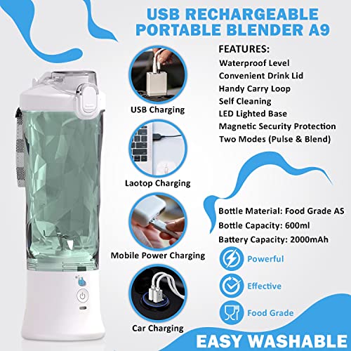  Portable Blender,Best 4Vi Personal Blender, Smoothie Blender For Shakes With USB Rechargeable Blender Bottle 20 Oz