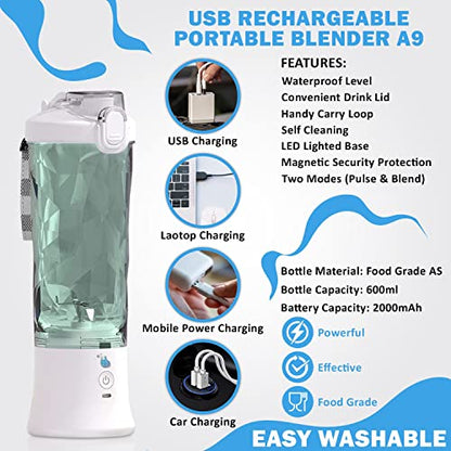  Portable Blender,Best 4Vi Personal Blender, Smoothie Blender For Shakes With USB Rechargeable Blender Bottle 20 Oz