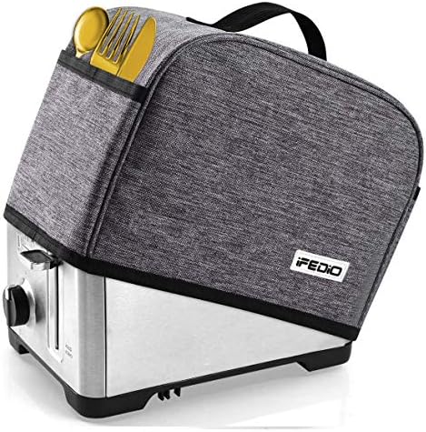  2 Slice Toaster Cover With Two Pockets For Storing Knife,Grey