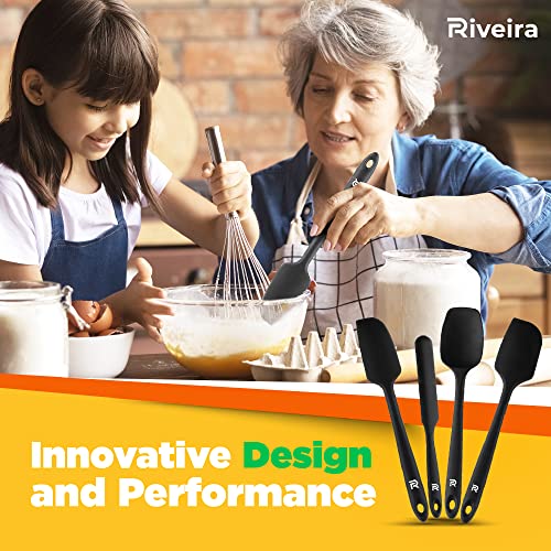  Silicone Spatula Set 4-Piece 600°F+ Heat Resistant Kitchen Utensils Set Cooking Utensils Set Plastic Rubber Spatulas For Nonstick Cookware Baking Spoon Sets For Kitchen In Black