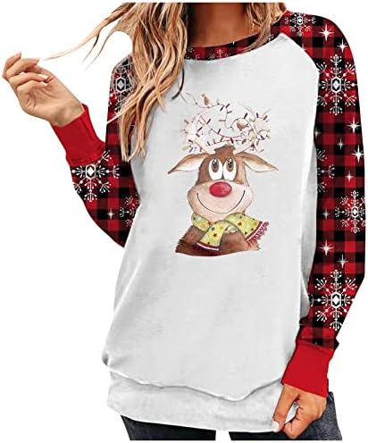  Womens Crewneck Sweatshirt Cute Plus Size Sweatshirts Long Sleeve Christmas Print Loose Tops Pullover Top Streetwear