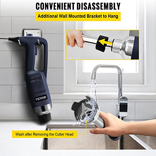  Commercial Immersion Blender Constant Speed Heavy Duty Immersion Blender 350W Commercial Hand Mixer 304 Stainless Steel Hand Blender Commercial With 19.7" Removable Shaft For Kitchen Mixing
