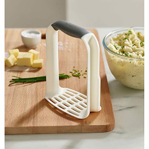 Joseph Joseph Easy-Mash Plastic Potato Masher Ergonomic With Non-Slip Grip And Pan-Scraping Edges Dishwasher Safe, One-size, White