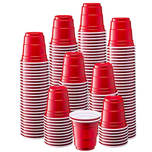  [300 Count] 2 Oz. Mini Plastic Shot Glasses - Red Disposable Jello Shot Cups