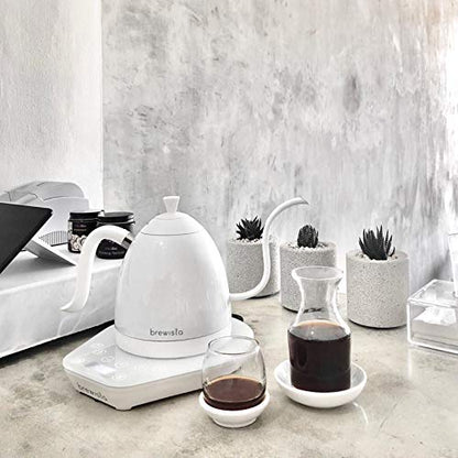  Artisan Electric Gooseneck Kettle, 1 Liter, For Pour Over Coffee, Brewing Tea, LCD Panel, Precise Digital Temperature Selection, Flash Boil And Keep Warm Settings (Pearl All White)
