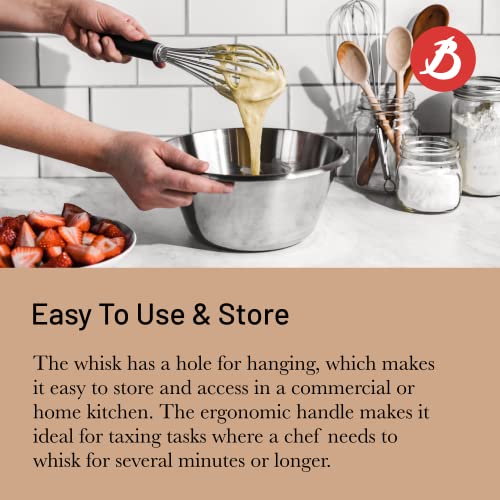 De Buyer GOMA Universal Whisk - 11.75” - Ideal For Commercial & Home Kitchens - Designed For Heavy, Frequent Use - Ergonomic & No-Slip Grip - Dishwasher Safe