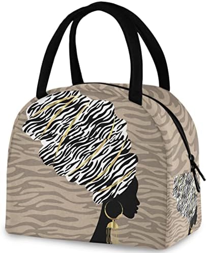  Abstract Giraffes Pattern Reusable Lunch Tote Bag With Front Pocket Zipper Closure Insulated Thermal Cooler Container Bag For Man Women Work Picnic Travel Beach Fishing