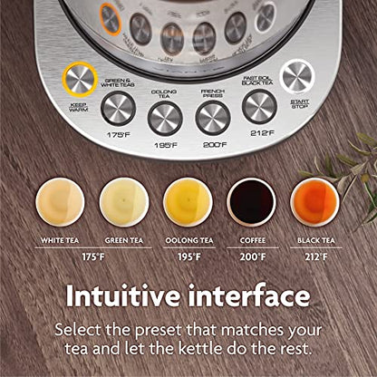  Hot Tea Maker Electric Glass Kettle With Tea Infuser And Temperature Control. Automatic Shut Off. Brewing Programs For Your Favorite Teas And Coffee.