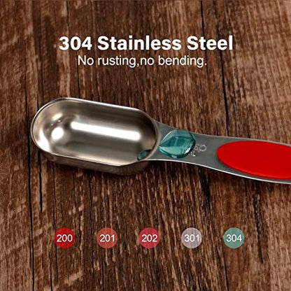 Magnetic Measuring Spoons Set,18/8 Stainless Steel With Upgraded Extend Handle, Dual Sided, Stackable, Adjustable Teaspoon And Tablespoon Kitchen Gadgets Set Of 7