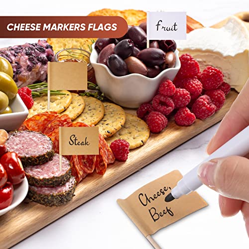  14 Pieces Cheese Butter Spreader Set Charcuterie Accessories Stainless Steel Knives With Wooden Handles Charcuterie Boards Utensils Mini Serving Tongs Spoons And Forks(Yellow)