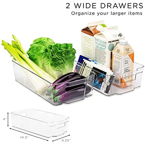  Clear Fridge Organizer Bins - Refrigerator Organizer Bins For Home Essentials, Food, Toiletries, Makeup, Cleaning Supplies, Laundry Room, Pantry And Kitchen Organization And Storage (6 Pack)