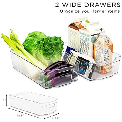  Clear Fridge Organizer Bins - Refrigerator Organizer Bins For Home Essentials, Food, Toiletries, Makeup, Cleaning Supplies, Laundry Room, Pantry And Kitchen Organization And Storage (6 Pack)