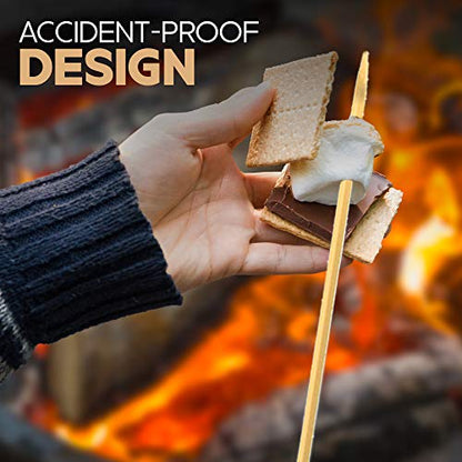  Marshmallow Smores Roasting Bamboo Sticks 120-Pack Extra Long - Safe For Kids Design 36 Inch, 5mm Thick Wooden, Disposable Biodegradable Skewers Outdoor BBQ/Firepit, Hot Dogs, Kebab, S'Mores (120)