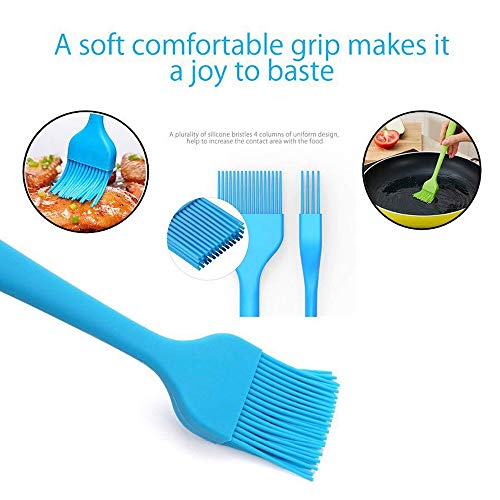  Grill Basting Brush Silicone Pastry Baking Brush BBQ Sauce Marinade Meat Glazing Oil Brush Heat Resistant, Kitchen Cooking Baste Pastries Cakes Desserts, Dishwasher Safe 4Pack