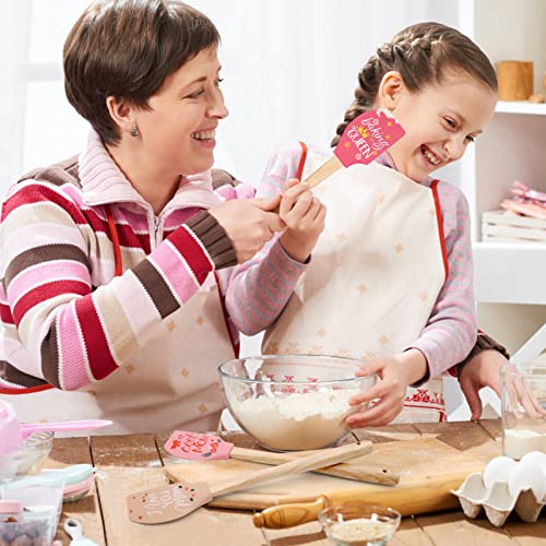 Mother's Day Baking Gift Silicone Spatula Mother 3PCS Kitchen Utensil Idea I Love You Mom For Grandma Wife Heat Resistant Home Mixing Food Grade With Pink Ribbon Bow Housewarming Cookware