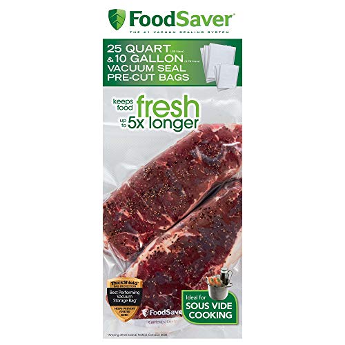 FoodSaver OodSaver FBSQ25G10-NP Sous Vide Bags, Medium, Clear