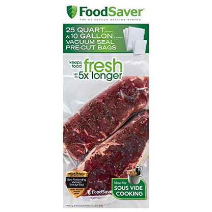 FoodSaver OodSaver FBSQ25G10-NP Sous Vide Bags, Medium, Clear