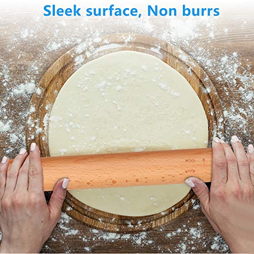  Rolling Pin - Dough Roller 17 3/5 Inch By 1-3/8 Inch, Professional Wood Rolling Pin For Baking Pizza, Clay, Pasta, Cookies, Dumpling