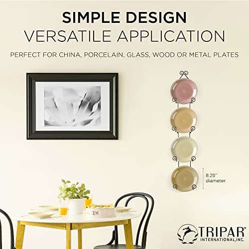  Tripar 4 Tier Vertical Black Plate Rack For Collectible Plates, Plaques, Dishes, & China