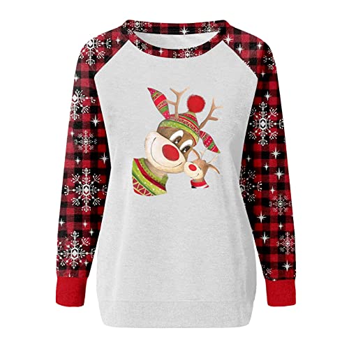  Womens Crewneck Sweatshirt Fall Crew Neck Christmas Print Long Sleeve Sweatshirts Loose Tops Pullover Top Streetwear