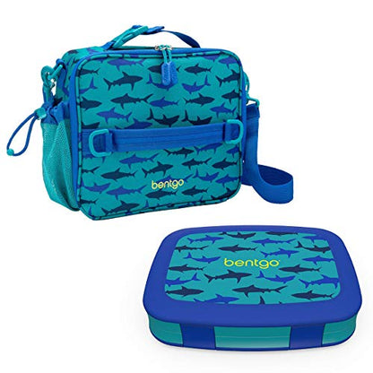  Prints Insulated Lunch Bag Set With Kids Bento-Style Lunch Box (Shark)