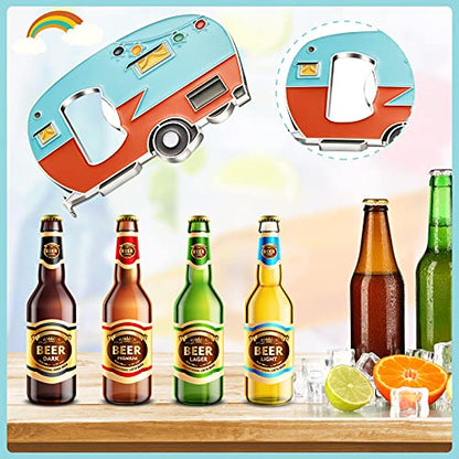  Bottle Openers Magnetic With Fridge Magnet Sticker Refrigerator Magnet Beer Bottle Openers, RV Caravan Camper Bottle Openers For Indoor Outdoor Picnic Home Kitchen Tools (Blue, Yellow,2 Pieces)