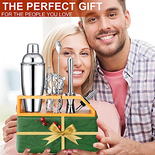 Cocktail Shaker Set Bartender Kit: 10-Piece Premium Stainless Steel Martini Shaker Set With Bamboo Stand Includes A 25 Oz Shaker To Make Mixing Wonderful
