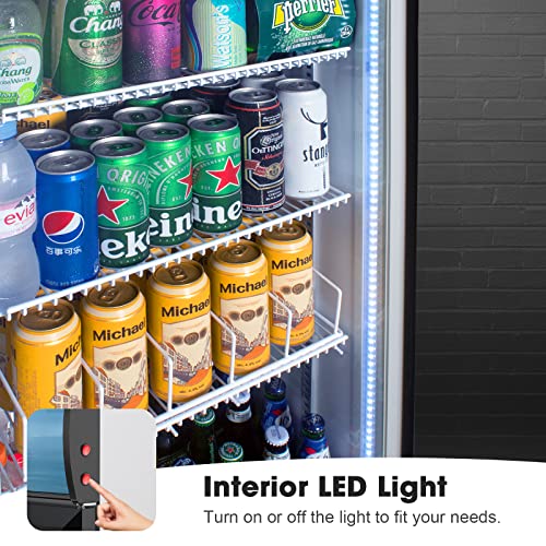  Commercial Merchandiser Refrigerator With LED Lighting Single Glass Door, 9.0 Cu Ft Upright Display Beverage Cooler With Extra Shelves Drink Holders, ETL NSF Approved