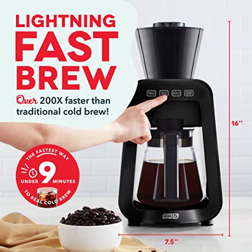 Dash Rapid Cold Brew Maker With VacuPress™ Technology With Glass Carafe For 40 Ounces Of Instant Fresh Cold Brew Coffee Or Iced Tea