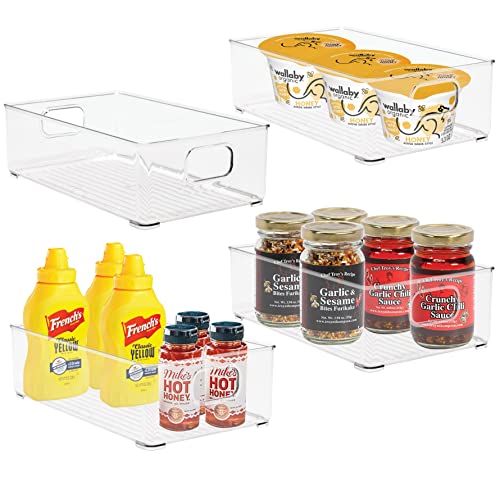  4 Cabinet Organizers And Storage Stackable Acrylic Clear Plastic Storage Bins Pantry Organizer Containers Kitchen Organization Under Sink Bathroom Organizer Drawer Freezer Refrigerator Organizer Bins