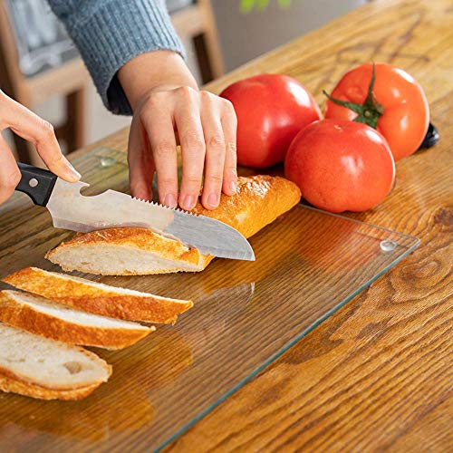  Clear Tempered Glass Cutting Board Set Of 4, Non Slip Glass Trays For Kitchen Countertop By Murrey Home, Heat Resistant, No Stain, 11.75"x15.75", 7.75"x11.75" & Round 11.75"